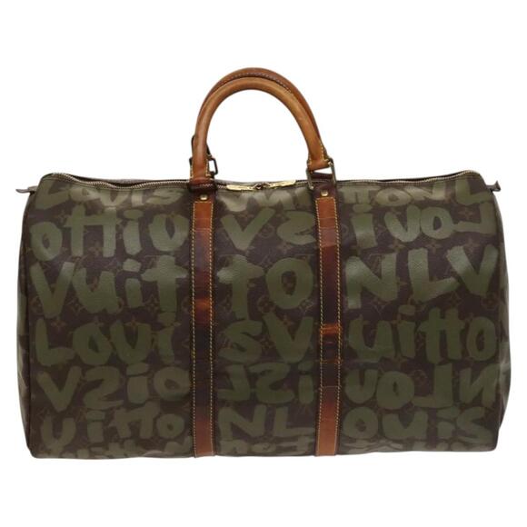 LOUIS VUITTON Monogram Graffiti Keepall 50 Boston Bag Khaki M92196 - Picture 2 of 16